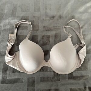 Victoria's Secret PINK Bra Womens 36B‎ Beige Wear Everywhere T-Shirt Underwire